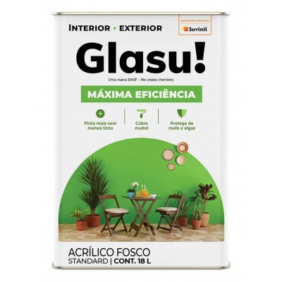 Tinta Acrílica Fosco Standard Branco Máxima Eficiência 18L Glasu