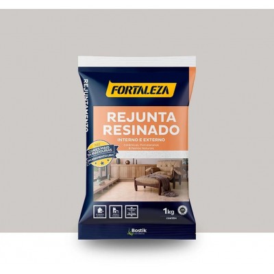 Rejunte Resinado Cerâmico e Porcelanato Cinza Platina 1kg Fortaleza