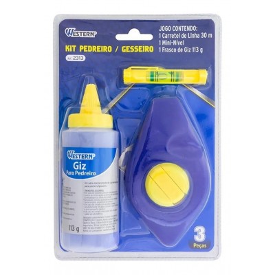 Kit Linha / Giz para Gesseiro e Pedreiro 30m c/ 3 peças Western