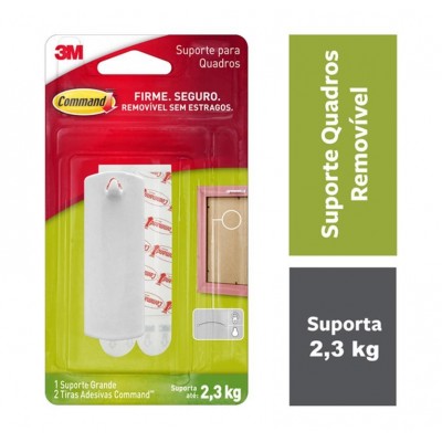 Suporte Adesivo p/ Quadros Branco Grande 2,3kg 01 Peça Command 3M