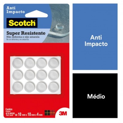 Protetor Silicone Anti-Impacto Redondo Médio 10mm 12 Peças 3M Scotch