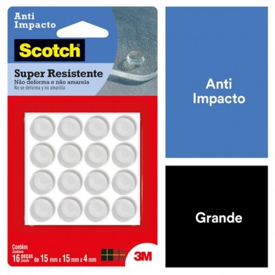 Protetor Silicone Anti-Impacto Redondo Grande 15mm 16 Peças 3M Scotch