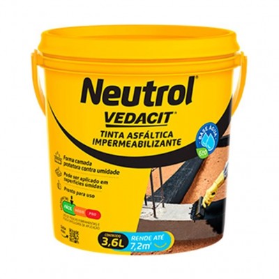 Pintura Asfáltica Impermeabilizante Base D´água Neutrol Acqua 3,6L Vedacit