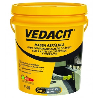Massa Asfáltica / Manta Asfáltica Líquida p/ Reparos 20kg Vedacit