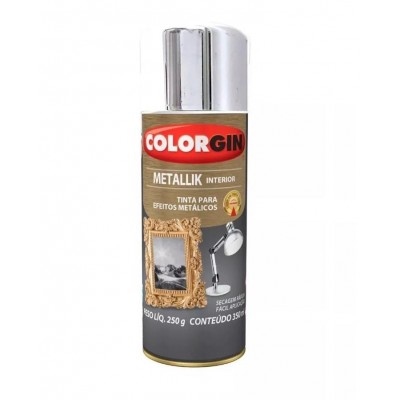 Tinta Spray Metálica Metallik Interior Cromado 350ml Colorgin