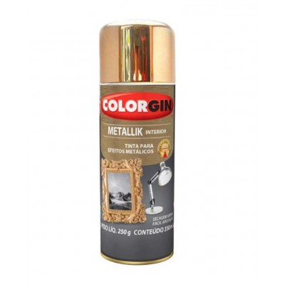 Tinta Spray Metálica Metallik Interior Dourado 350ml Colorgin