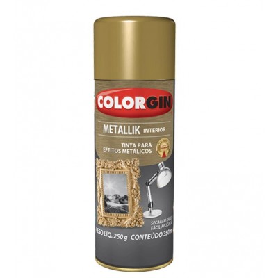 Tinta Spray Metálica Metallik Interior Ouro 350ml Colorgin