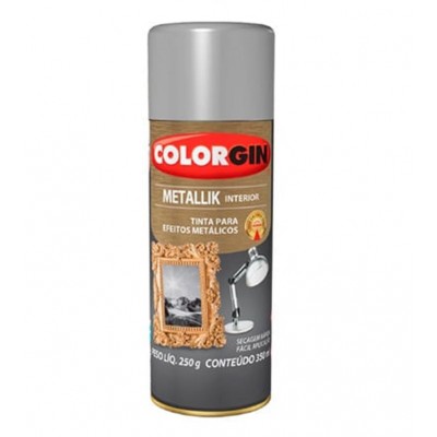 Tinta Spray Metálica Metallik Interior Prata 350ml Colorgin