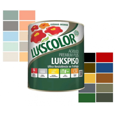 Tinta Piso Acrílico Premium Plus Vermelho Segurança 0,9L Lukscolor