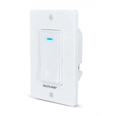 Conjunto Interruptor Inteligente 4x2 1 Tecla Wifi Branco Multilaser