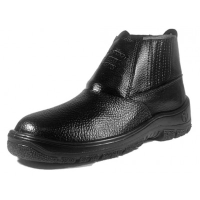 Botina Segurança Couro Preto c/ Elástico e Biqueira PVC 40 Eurofoot