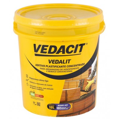 Aditivo Plastificante Concentrado p/ Reboco Vedalit 18L Vedacit