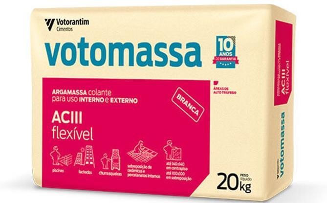 Argamassa Flexível Colante AC3 Branca 20Kg Votomassa Votoran