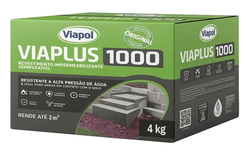 Argamassa Impermeabilizante Semiflexível Viaplus 1000 4Kg Viapol