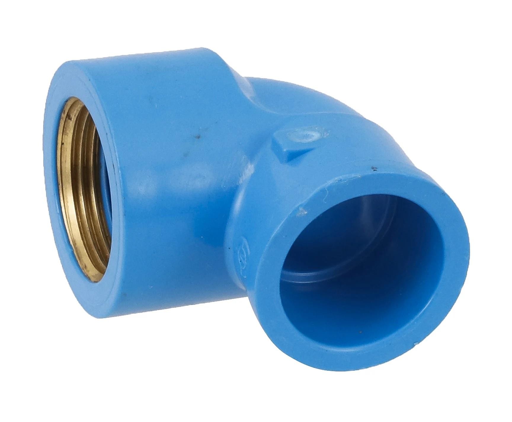 Joelho 90ø c/ Bucha PVC Azul Roscável e Soldável 3/4" 25mm Amanco