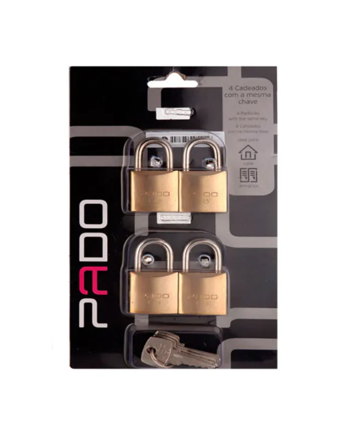 Cadeado Mesmo Segredo e Chave com 04 peças 25mm Pado