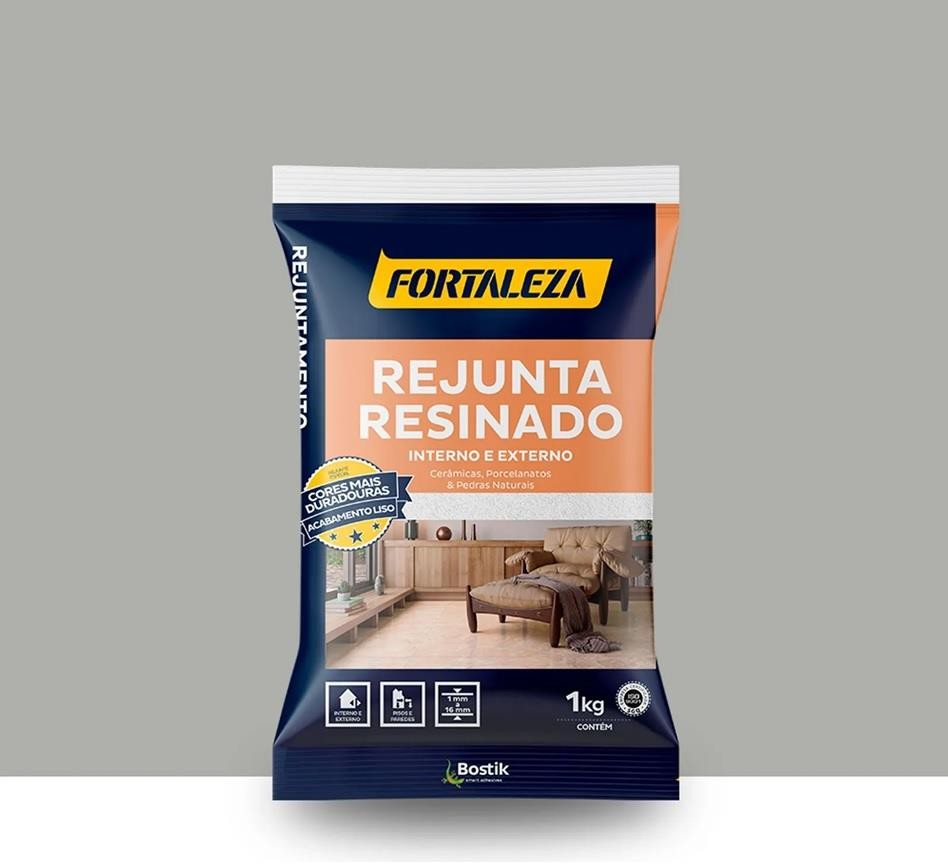Rejunte Resinado Cerâmico e Porcelanato Cinza 1kg Fortaleza