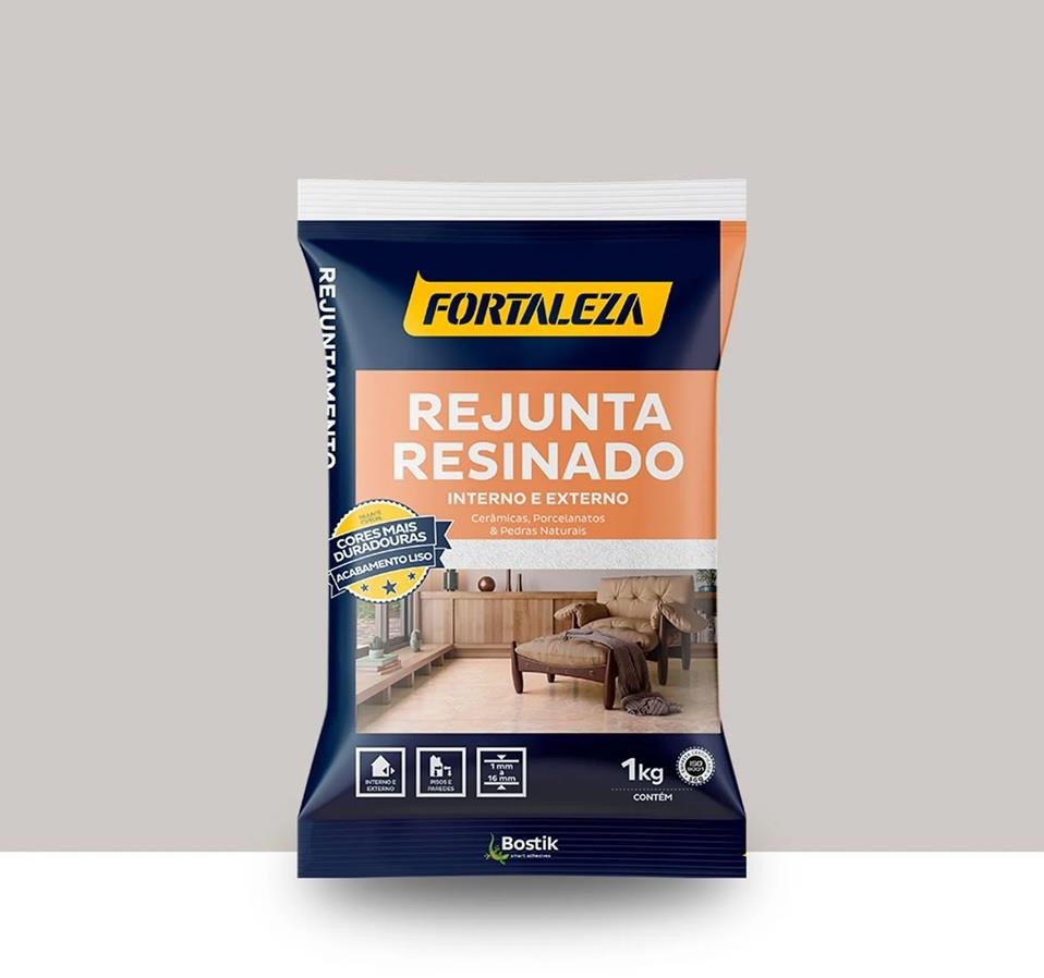 Rejunte Resinado Cerâmico e Porcelanato Cinza Platina 1kg Fortaleza