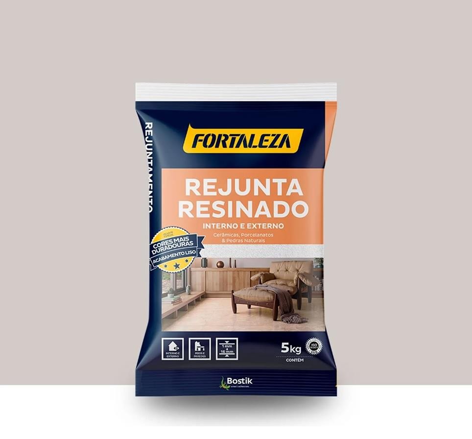 Rejunte Resinado Cerâmico e Porcelanato Cinza Platina 5kg Fortaleza