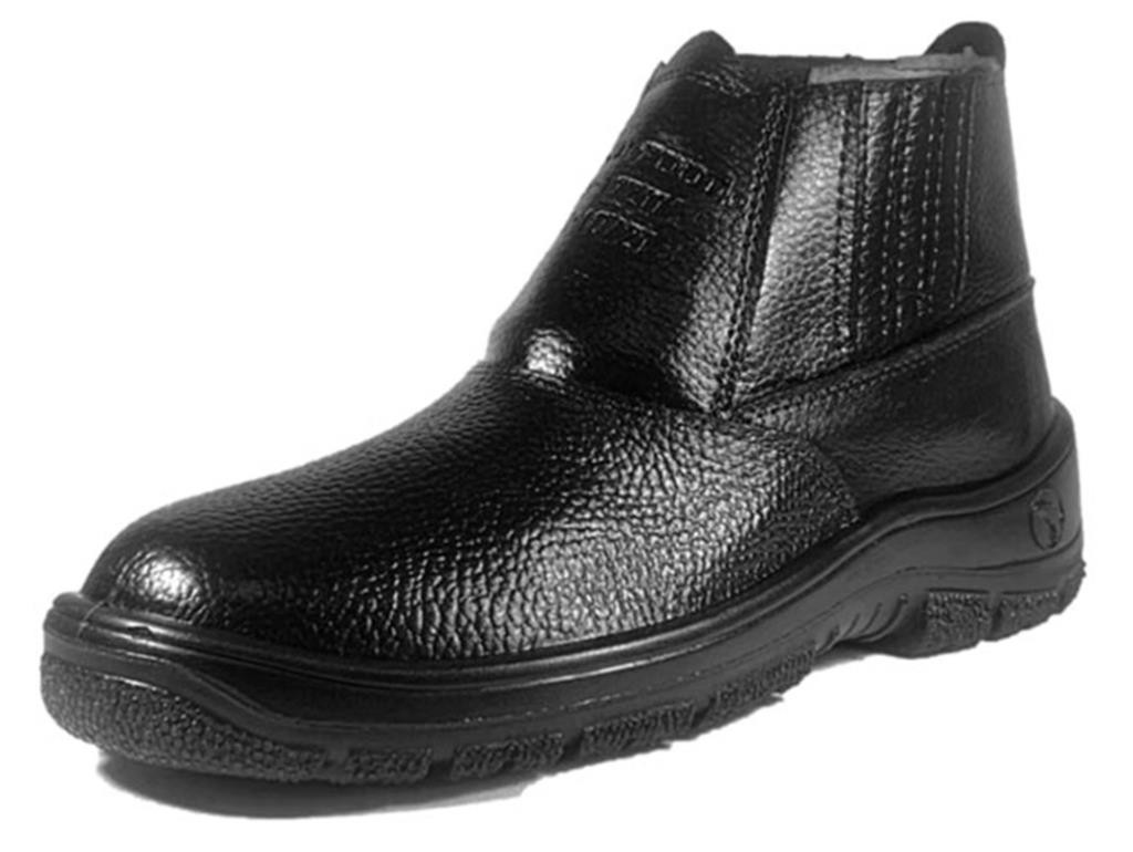 Botina Segurança Couro Preto c/ Elástico e Biqueira PVC 40 Eurofoot
