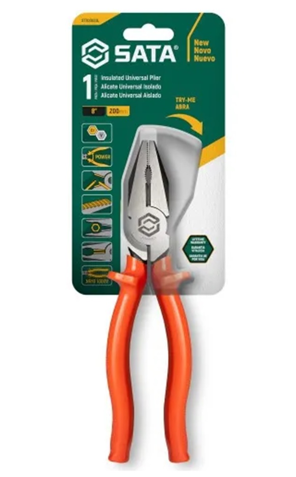 Alicate Universal Profissional 8" c/ Cabo Antideslizante 1000V SATA