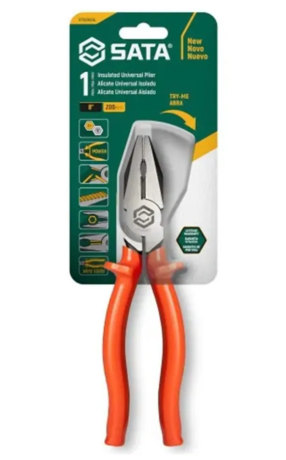 Alicate Universal Profissional 8" c/ Cabo Antideslizante 1000V SATA