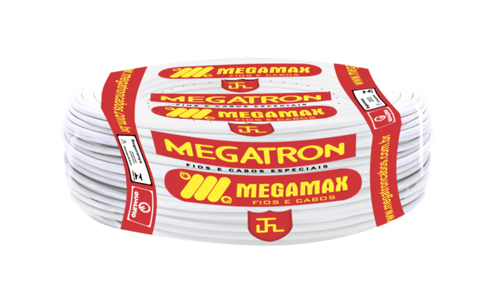 Fio Cabo Flexível 1,5mm2 750V Branco Rolo C/100M Megatron