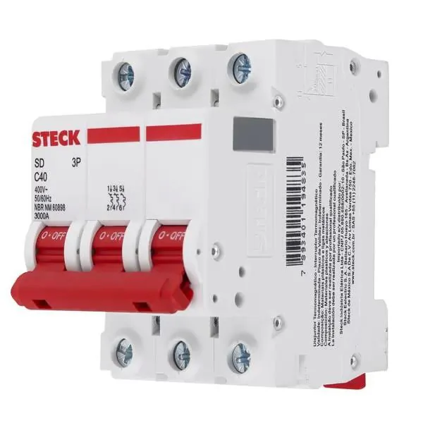 Disjuntor Tripolar DIN Curva C 40A Steck