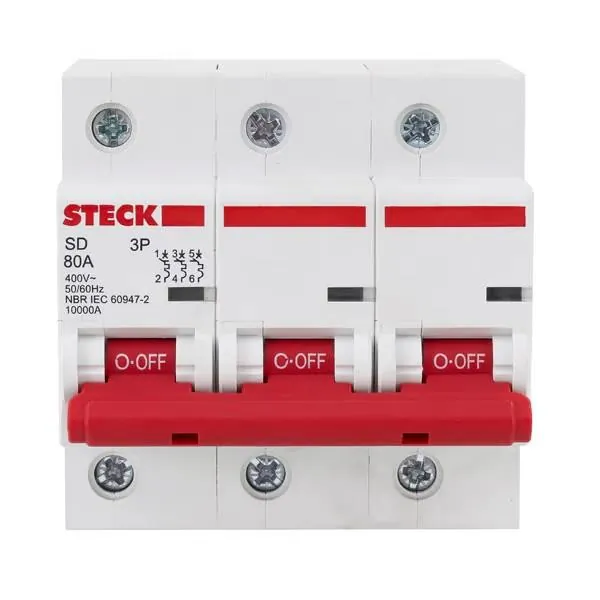 Disjuntor Tripolar DIN Curva C 80A Steck