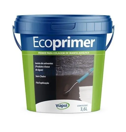 Primer Para Manta Asfáltica Ecoprimer Preto 3,6L Viapol