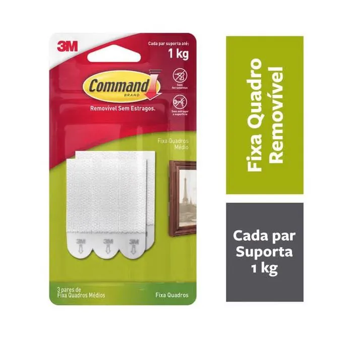 Tira Adesivo Para Quadros até 1kg Médio c/ 3 peças 3M Command