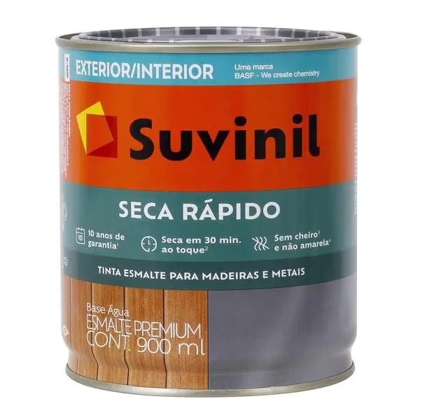 Esmalte Base Água Premium Seca Rápido Acetinado Branco 0,9L Suvinil