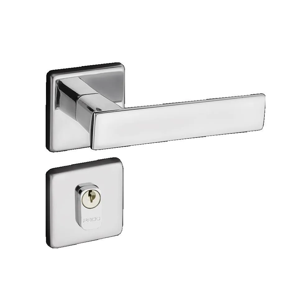 Fechadura P/ Porta de Entrada Cromada 40mm Roseta Quadra 701 Pado