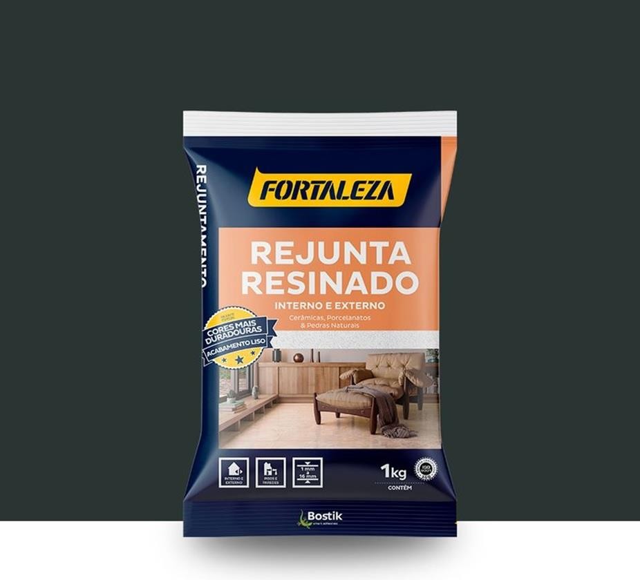 Rejunte Resinado Cerâmico e Porcelanato Preto 1kg Fortaleza
