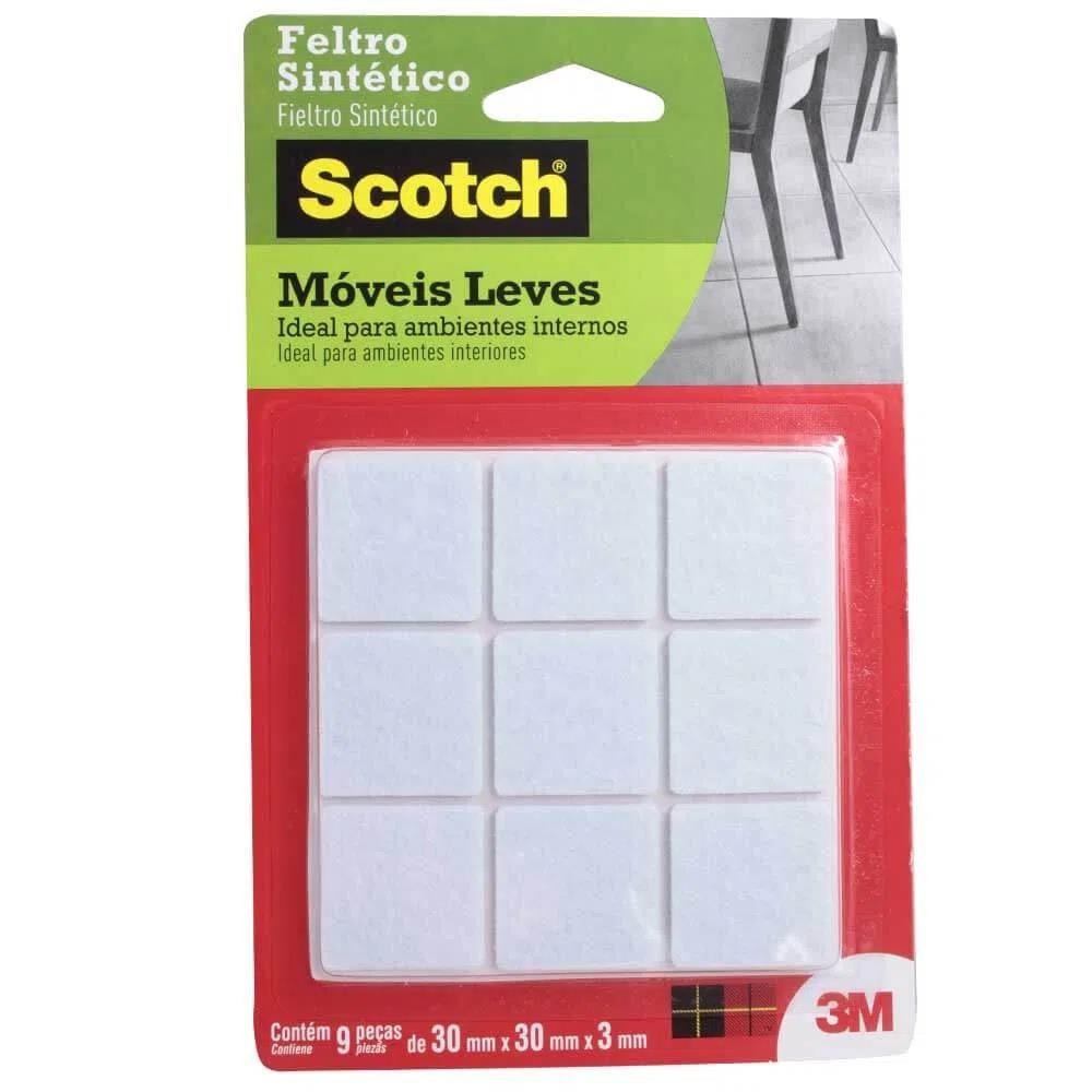 Feltro Protetor Sintético Quadrado Branco Grande c/ 9 peças 3M Command