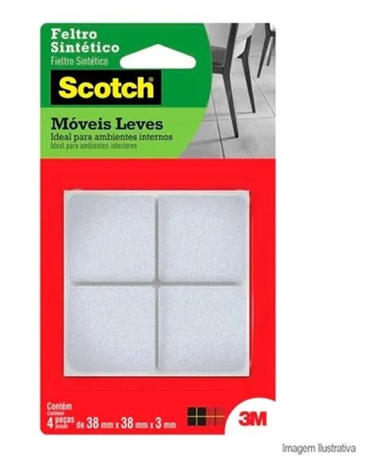 Feltro Protetor Sintético Quadrado Branco Extra G c/ 4 peças 3M Command