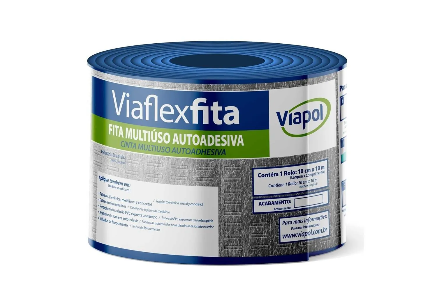 Fita Impermeabilizante Multiuso Alumínio Viaflex 10cm x 10m 1mm Viapol