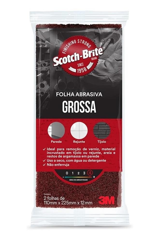 Fibra Abrasiva De Limpeza Pesada Grossa 110mmx225mm c/ 02Pçs 3M