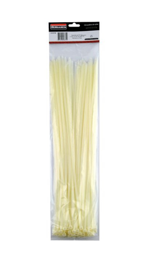 Abraçadeira De Nylon Branca 390mm X 4,8mm Pacote 100 Peças Starfer