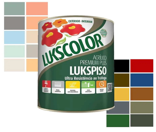 Tinta p/ Piso Acrílico Premium Plus Lukspiso Preto 0,9L Lukscolor