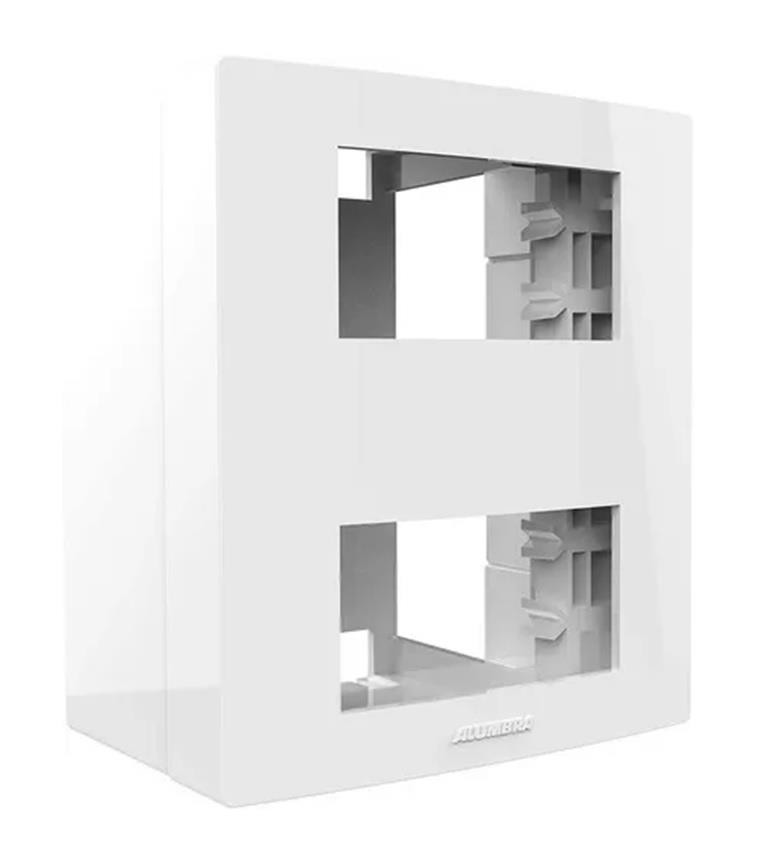 Caixa e Placa Sobrepor 02 Módulos Branco 85116 Inova Pro Fácil Alumbra