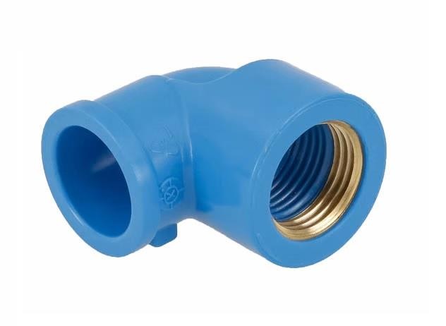 Joelho 90ø c/ Bucha PVC Azul Roscável e Soldável 1/2" 20mm Amanco