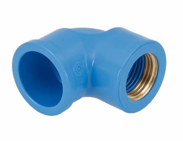 Joelho 90ø c/ Bucha PVC Azul Roscável e Soldável 1/2" 25mm Amanco