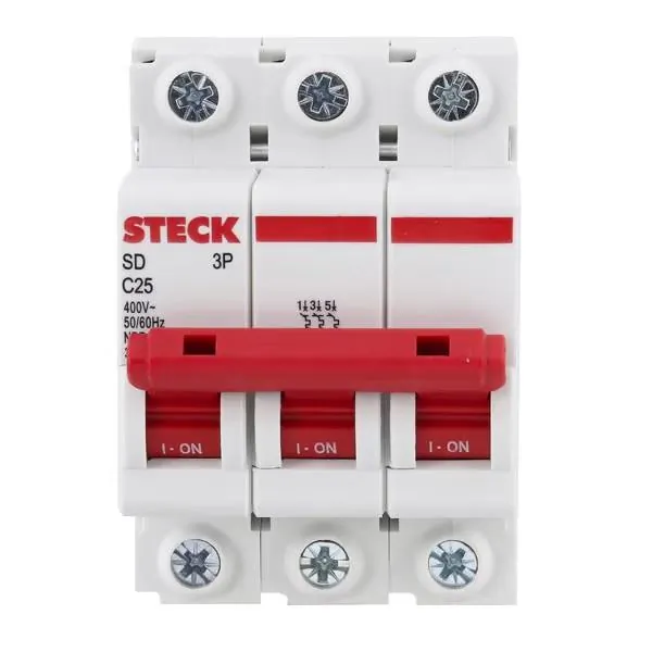Disjuntor Tripolar DIN Curva C 25A Steck