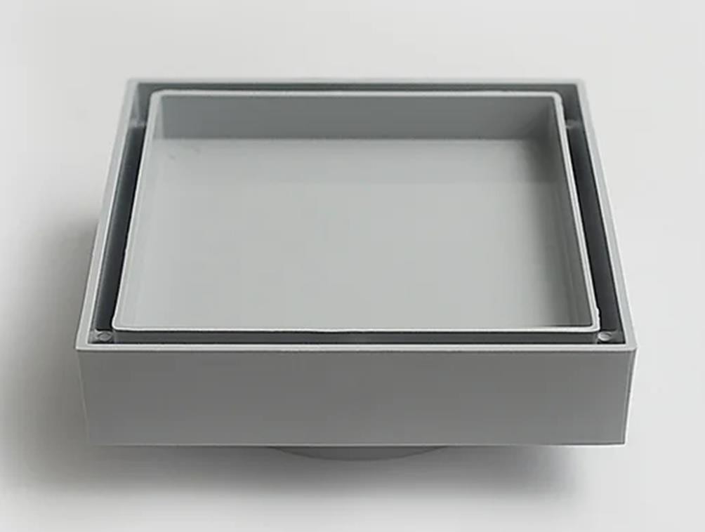 Ralo Oculto / Invisível c/ Encaixe Universal 13x13cm Cinza Claro P&A