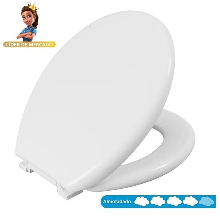 Assento Sanitário Oval Almofadado Branco Astra