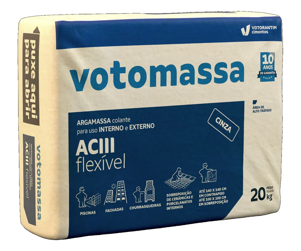 Argamassa Flexível Colante AC3 Cinza 20Kg Votomassa Votoran