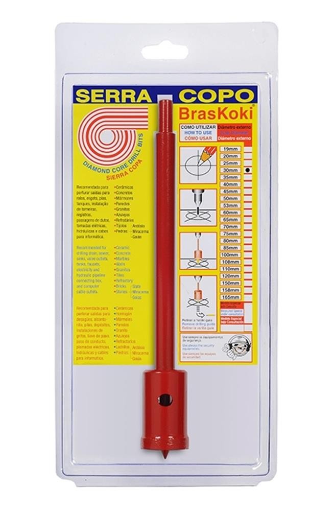 Serra Copo Widea Diamantada 30mm c/ Haste Braskoki