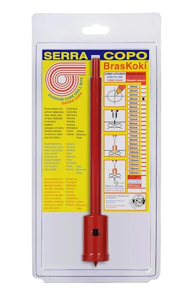 Serra Copo Widea Diamantada 30mm c/ Haste Braskoki