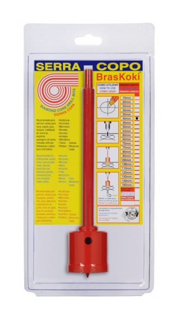 Serra Copo Widea Diamantada 40mm c/ Haste Braskoki